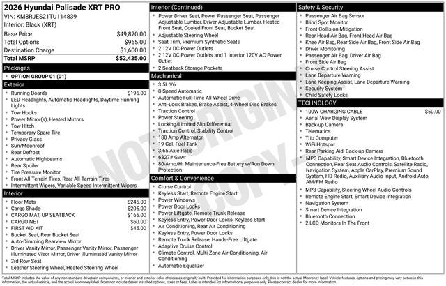 2026 Hyundai PALISADE XRT Pro