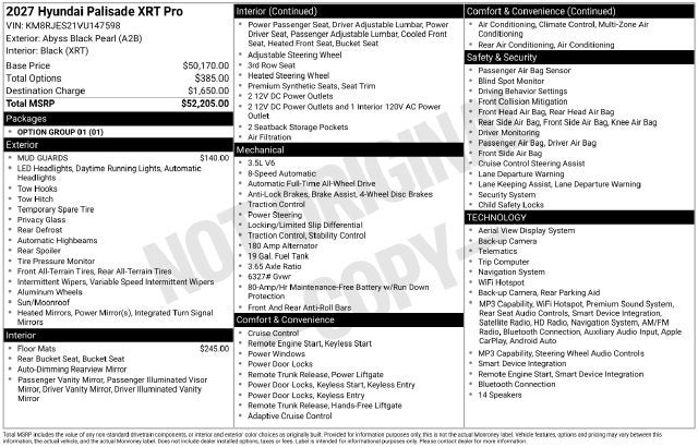 2027 Hyundai PALISADE XRT Pro