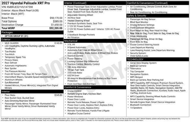 2027 Hyundai PALISADE XRT Pro