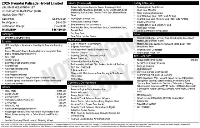 2026 Hyundai PALISADE HYBRID Limited