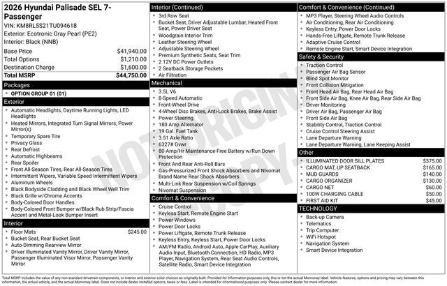 2026 Hyundai PALISADE SEL FWD