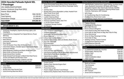 2026 Hyundai PALISADE HYBRID SEL 7P