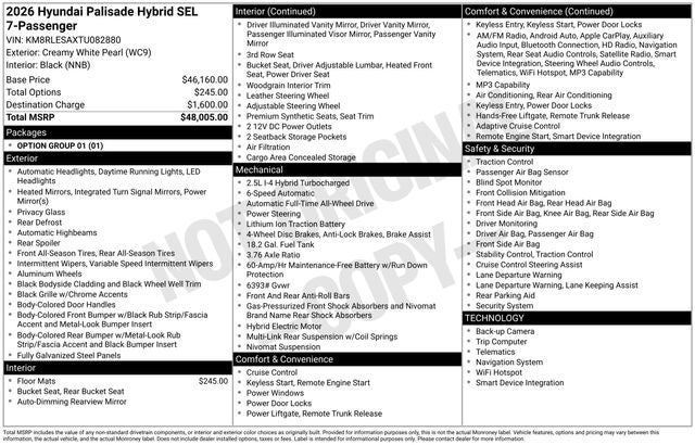 2026 Hyundai PALISADE HYBRID SEL 7P