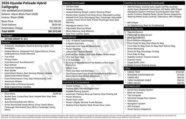 2026 Hyundai PALISADE HYBRID Calligraphy