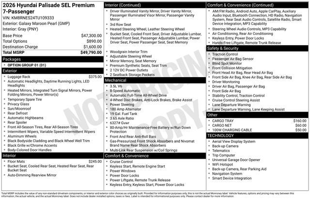 2026 Hyundai PALISADE SEL Premium AWD