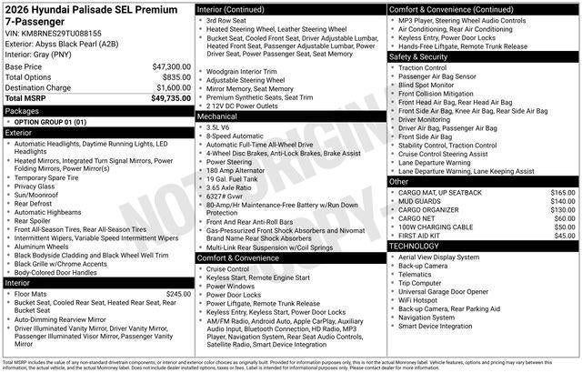 2026 Hyundai PALISADE SEL Premium AWD