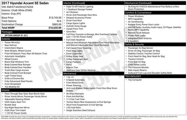 2017 Hyundai ACCENT SE