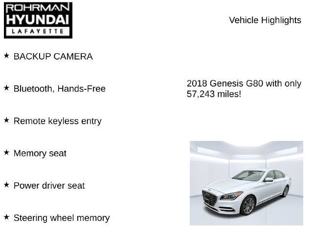2018 Genesis G80 3.8L