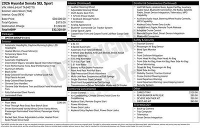 2026 Hyundai SONATA SEL Sport