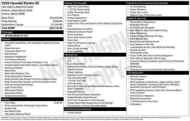 2026 Hyundai ELANTRA SE