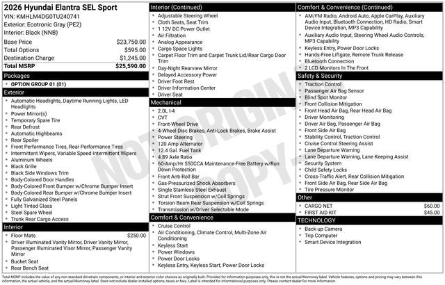 2026 Hyundai ELANTRA SEL Sport