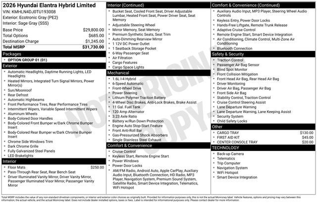 2026 Hyundai ELANTRA HYBRID Limited
