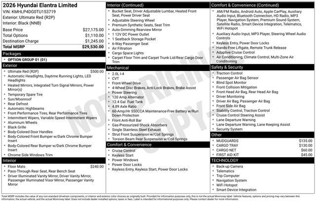 2026 Hyundai ELANTRA Limited