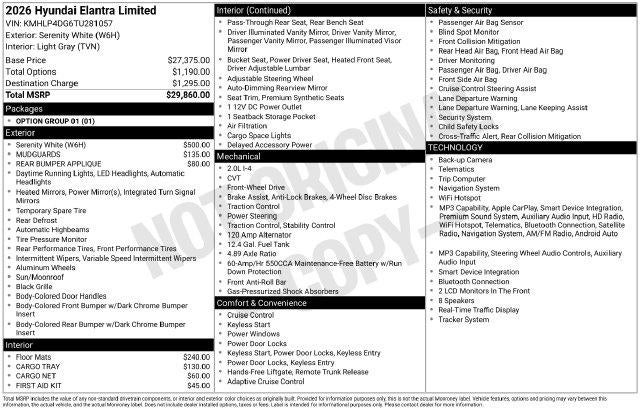 2026 Hyundai ELANTRA Limited
