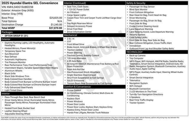 2025 Hyundai ELANTRA SEL Convenience