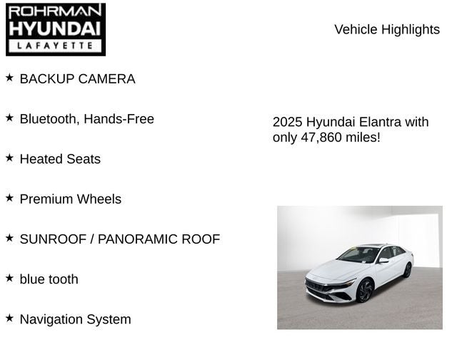 2025 Hyundai ELANTRA SEL Convenience
