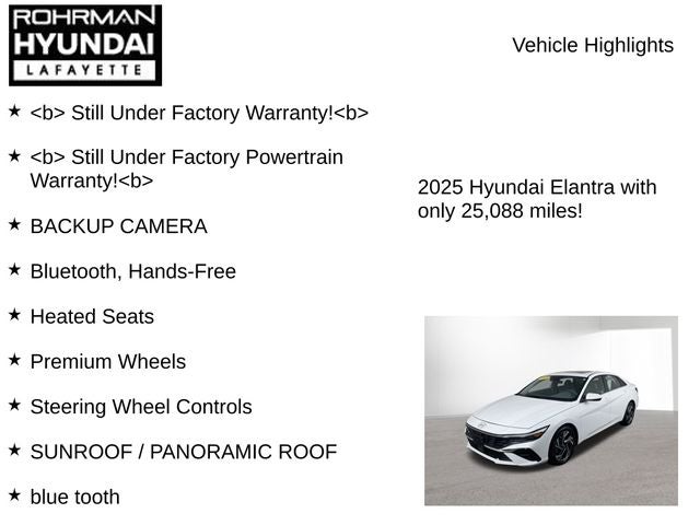 2025 Hyundai ELANTRA SEL Convenience