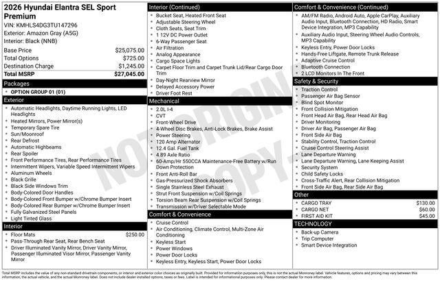 2026 Hyundai ELANTRA SEL Sport Premium