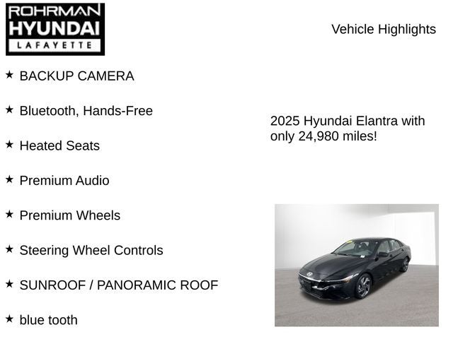 2025 Hyundai ELANTRA SEL Convenience