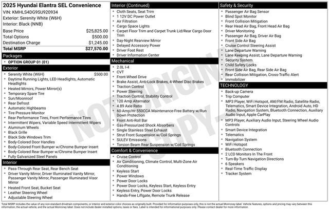 2025 Hyundai ELANTRA SEL Convenience