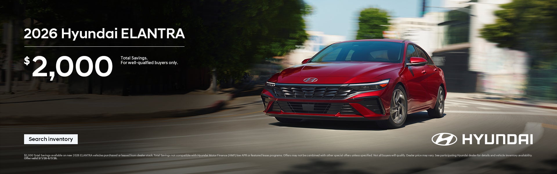 2026 Hyundai Elantra Total Savings Offer